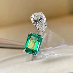 Huitan Temperament Green/White Cubic Zirconia Rings Women Adjustable Design Luxury Fashion Female Opening Ring New Trend Jewelry
