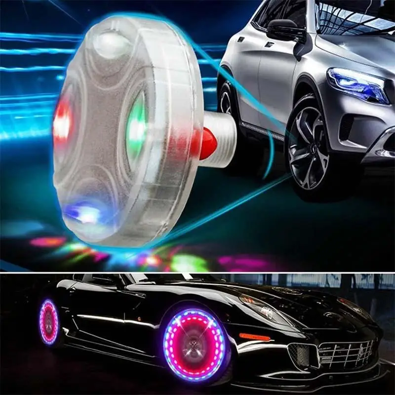 Car Tire Wheel Light Solar Energy Motion Sensor LED Flashing Colorful Gas Nozzle Tyre Valve Cap Lamp for Auto Motorcycle Bicycle