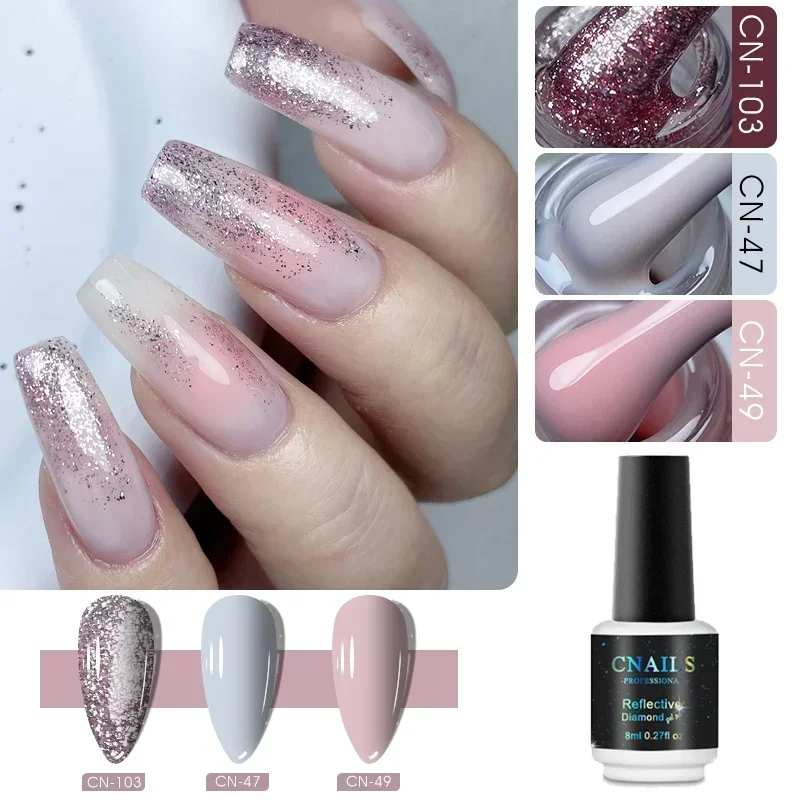 Nude Roze Gel Nagellak Glitter Semi-Permanente Uv Led Gel Lak Lak Basislaag Doorweekt Van Nail Art Decoraties Top Coat