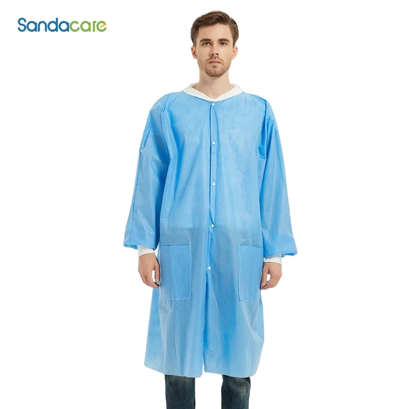 Wholesale 10 Pieces of Disposable Protective Work Clothes Food Factory, Catering, Laboratory Disposable Non-Woven White Coats