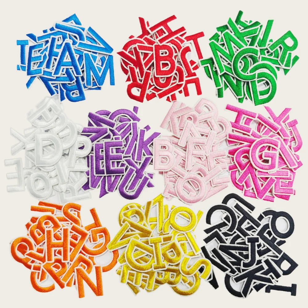 26-teiliges Set 5cm Alphabet Englische Buchstaben Bestickte Aufnäher Stoffapplikation Zum Aufbügeln Für DIY-Bastelarbeiten Namensaufkleber Nähzubehör – Detail 7