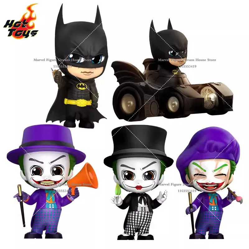 Original Hot Toys COSBABY Mini Collectible DC Batman Batmobile Clown Joker 11.5-12.5cm Action Figure Doll Hobby Decorative