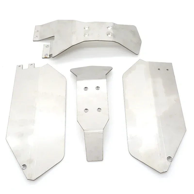 GGRC  4pcs Stainless Steel Chassis Armor Protection Protector Skid Plate for Traxxas Slash 4x4 HQ727 1/10 RC Car Upgrade Parts