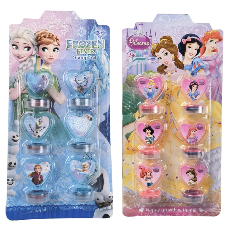 12pcs/set Frozen Cars Princes Ocean Mermaid Party Seal Disney Stamper Kids DIY Diary Painting Scrapbooking Decoration Party Gift