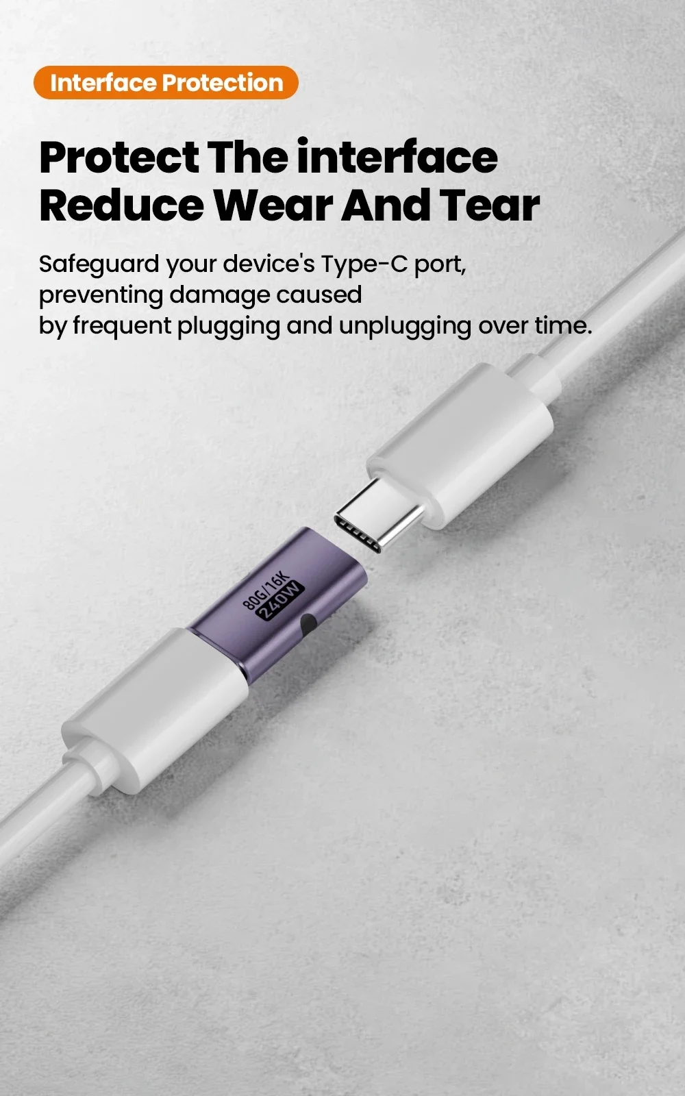 USB C to C Adapter PD3.1 240W Female to Female 80Gbps Fast Charging 16K 60Hz High Speed Type C Connector Converter