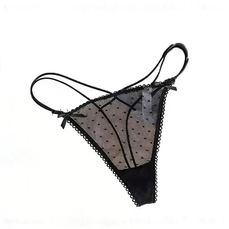 Sexy Bow Lace Women Panties Dot Seamless G-String Transparent Thong Underwear Low Waist Lingerie Briefs for Girls