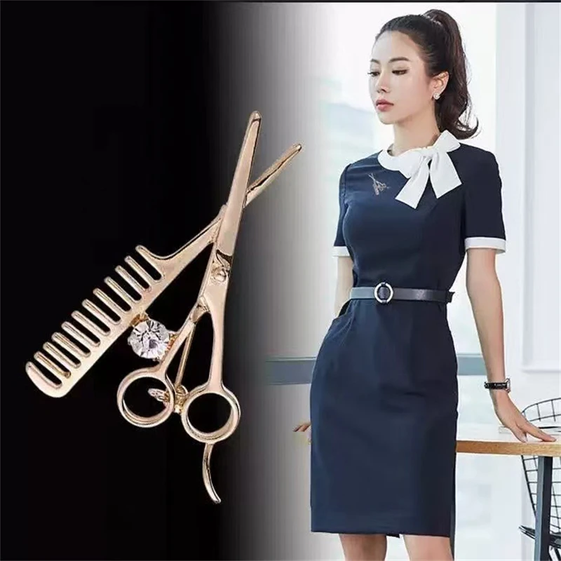 Hot New Fashion Comb Scissors Barber Tools Corsage Brooch Pin Fashion Style Brooch Collar Pin Women And Men Jewelry 2026 Bijoux