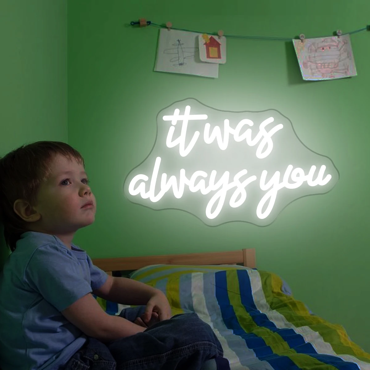 It was always you letrero de neón LED, luces de noche de boda, fiesta de cumpleaños, decoraciones de pared para habitación, adaptador de corriente