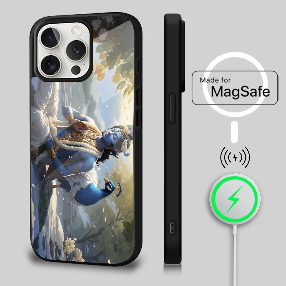 Vishnu Hare Krishna Phone Case For iPhone 16 15 14 13 12 11 Plus,Pro,Max Mini Magsafe Magnetic Wireless Charging