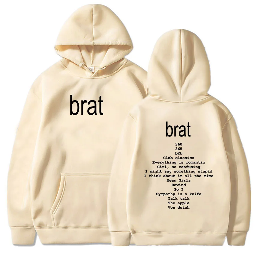 2024 Album Brat Graphic Printing Sudaderas Charli XCX Singer Printing Hoodies Ropa Hombre Casual Men Women Unisex Pullovers Male