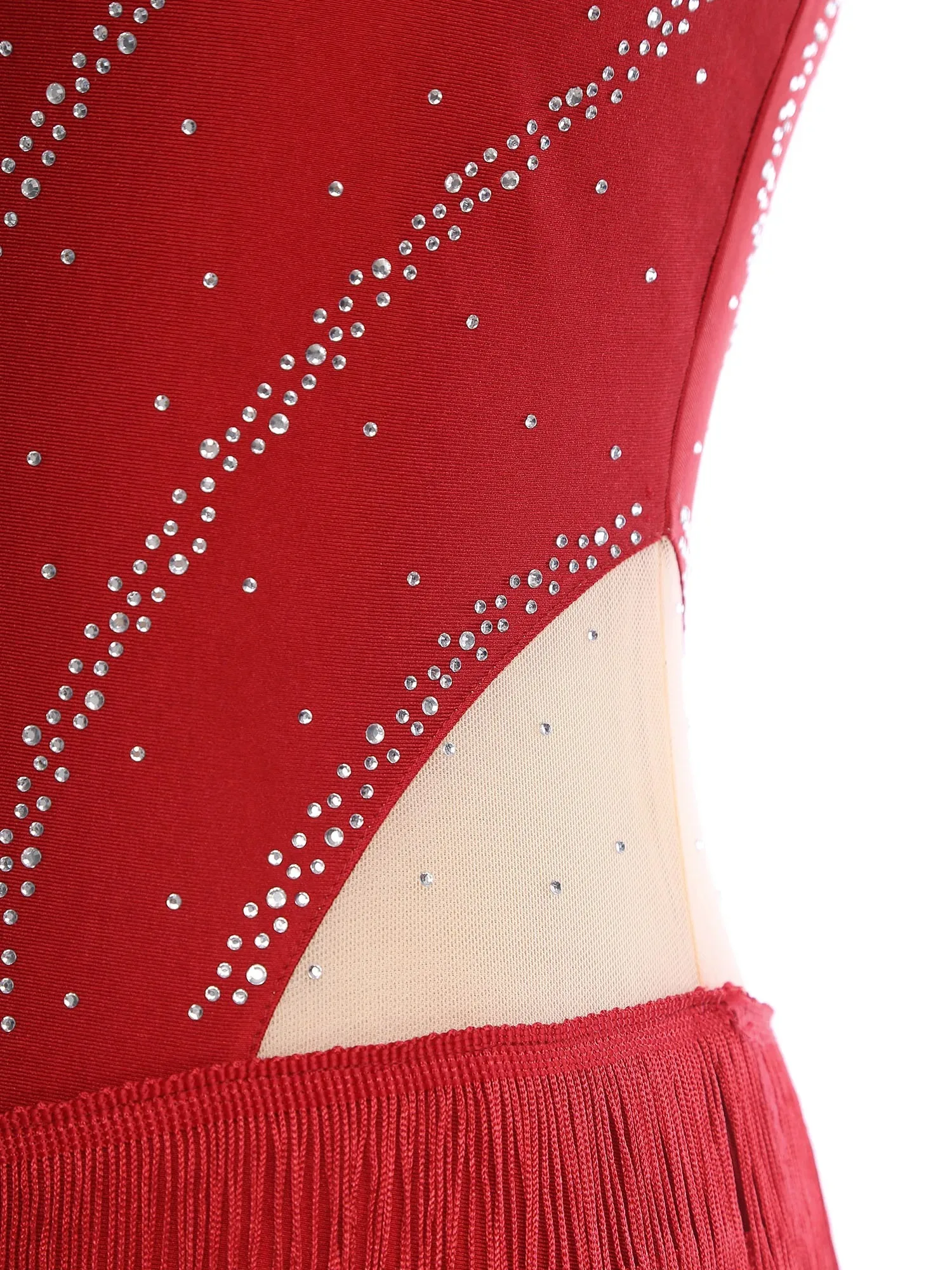 

Women Lyrical Figure Skating Dance Costume Outfits Sleeveless Halter Ruched Crop Top and Sheer Mesh Briefs Skirt Set Dancewear