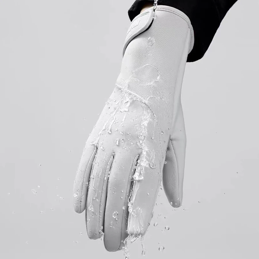 قفازات الشتاء النسائية الحرارية التي تعمل باللمس متوافقة مع الصوف مبطنة بإصبع كامل مقاوم للماء جهاز تدفئة محمول القفاز لركوب الدراجات #3