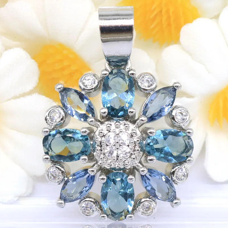 Buy 4 Get 1 Free 28x18mm New Designed London Blue Topaz CZ Infinity Anniversary Silver Pendant