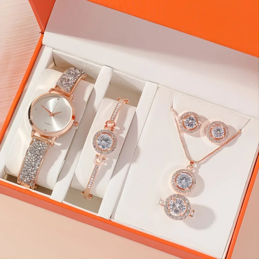 Simple Lady Quartz Watch + Bracelet Set Fancy Women Watches Jewelry Sophisticated And Stylish Women Watch Unique Ladies Watches