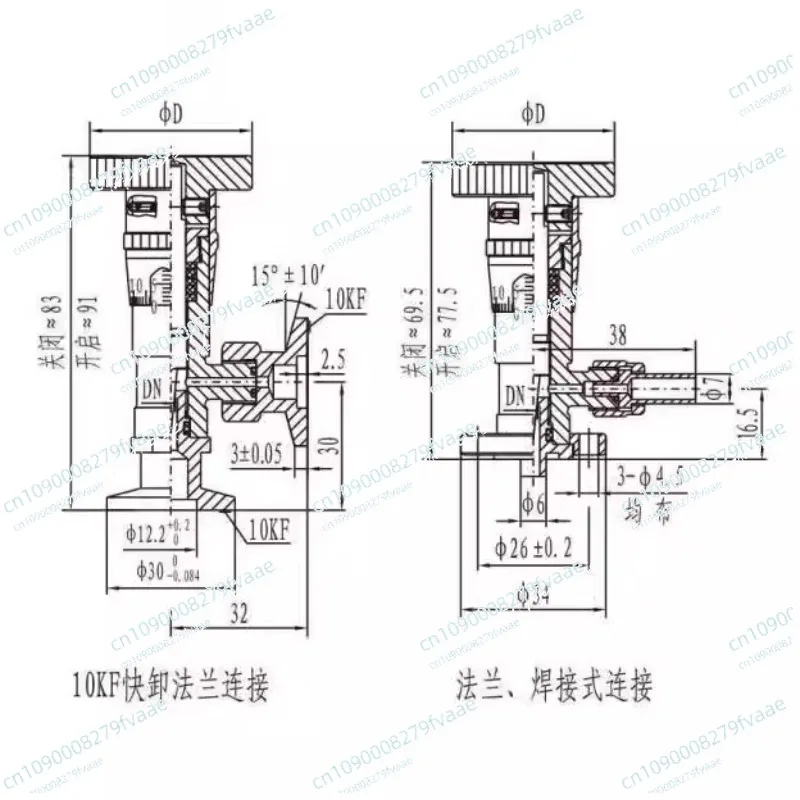 صمام تشذيب عالي الفراغ GW-J30/200-T إبرة من الفولاذ المقاوم للصدأ تعديل يدوي للتدفق KF10/16/25