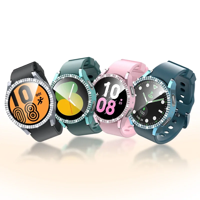 Double Diamond Case for Samsung Galaxy Watch 6 40mm 44mm Bling PC  Hollow Frame Protective for Galaxy Watch 6 Case Accessories