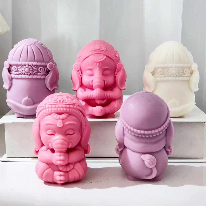 3D Buddha Elephant Candle Soap Silicone Mold Sitting Elephant Silicone Chocolate Cake Ornament Mold