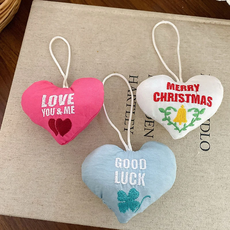 

New Ins Embroidered Letters Love Keychain Bag Charms Sweet Cute Cotton Rope Lanyard Pendant Backpack Decoration