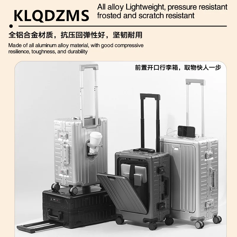 KLQDZMS Men's Luggage All Aluminum Magnesium Alloy Boarding Box Business Trolley Case 20 