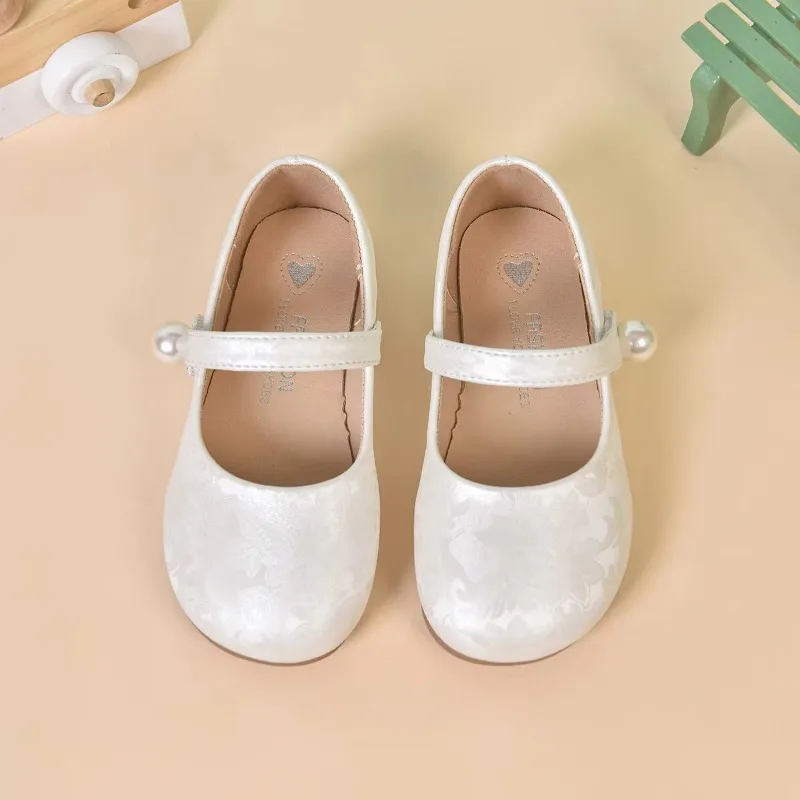 Girls Floral Print Leather Shoes 2026 New Summer Toddler Mary Jane Flats Soft Sole Classic Trendy Girls Princess Party Dress Up
