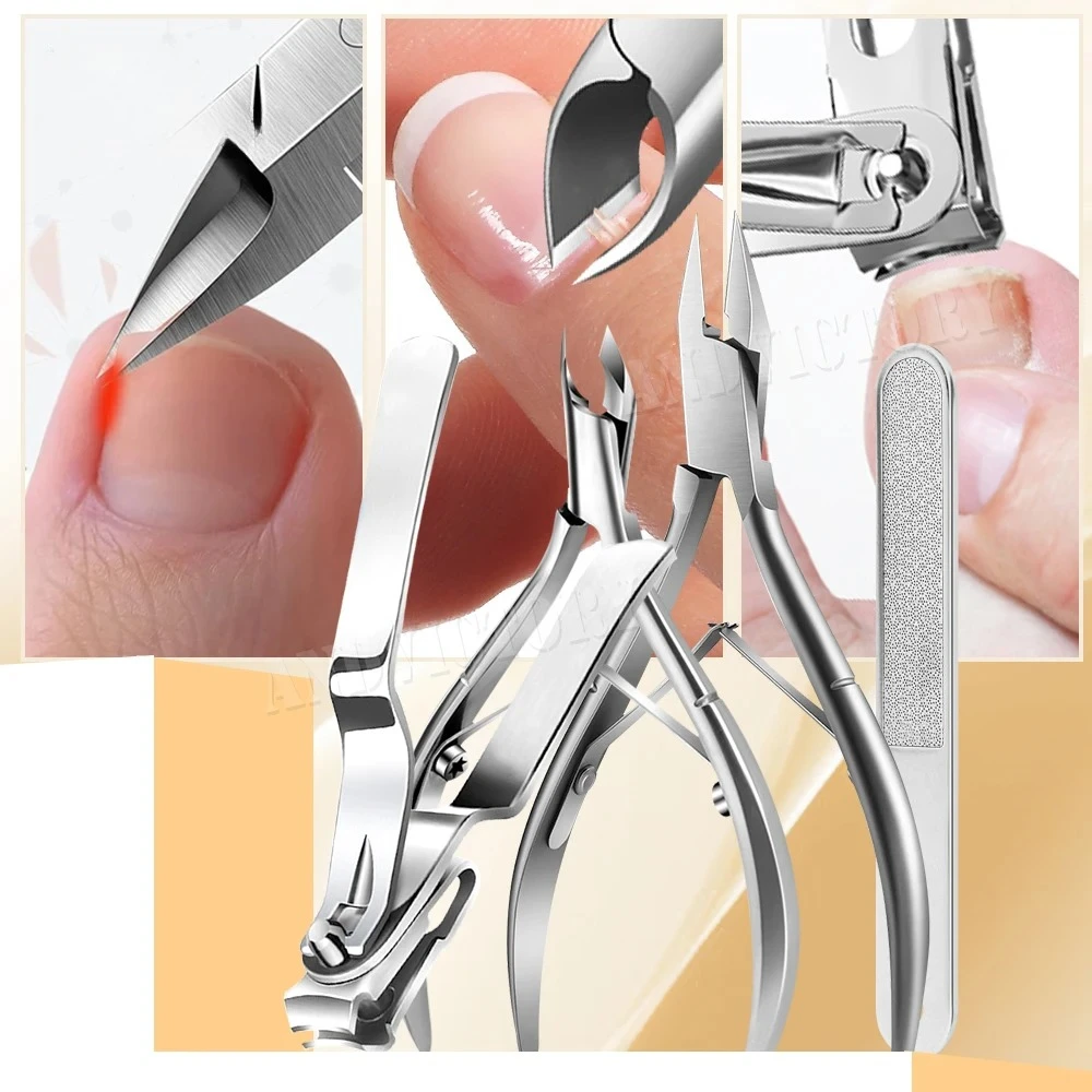

4 шт./компл. кусачки для ногтей на ногах, набор кусачек для вросших толстых ногтей, профессиональные кусачки для ногтей из нержавеющей стали, триммеры