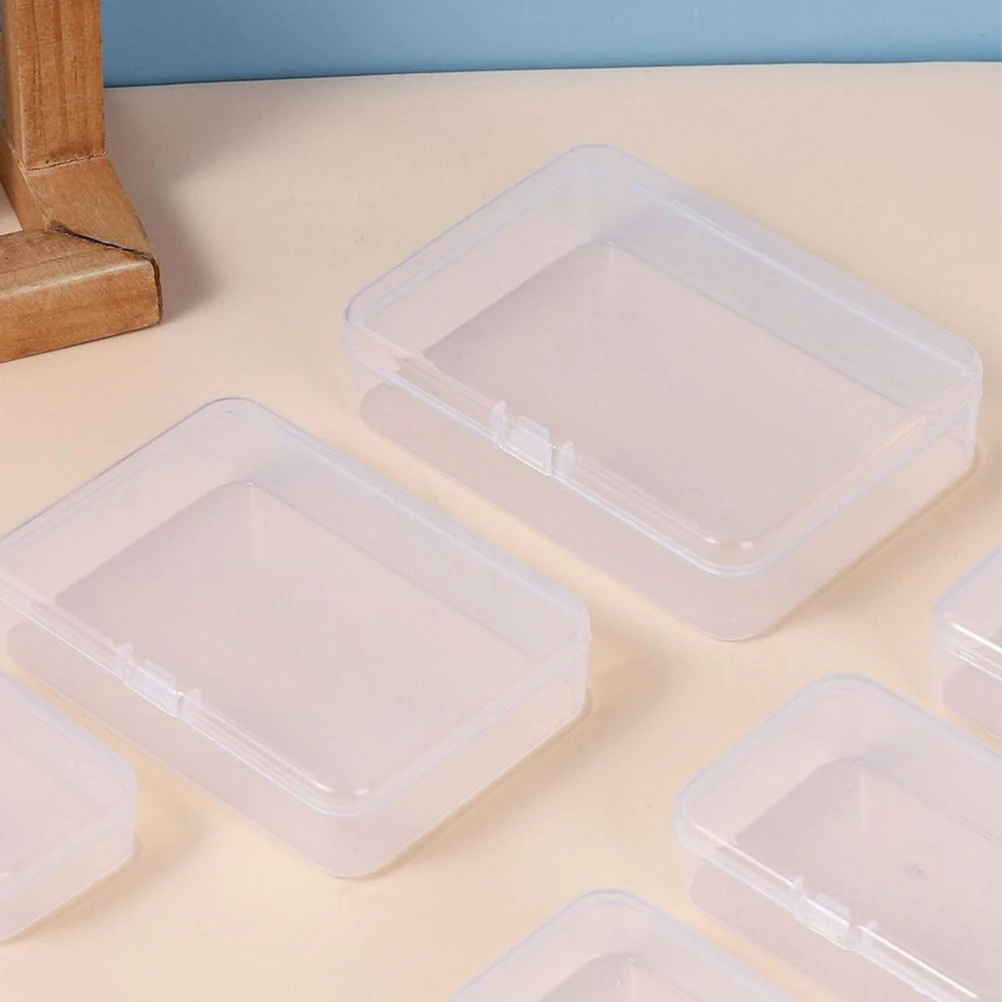 

5pcs Clear Plastic Storage Boxes Hinged Lids for Small Parts Beads Crafts Containers Sealing Function Reusable
