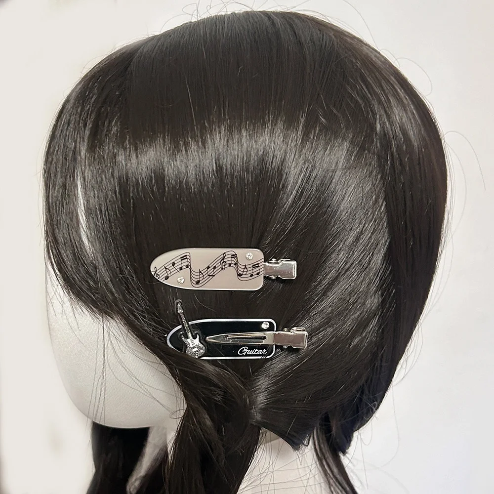 Original Harajuku Piano Guitar Hair Clip with No Trace on the Side Women's Bangs Duckbill Headwear Y2K Valentine's Day Gift