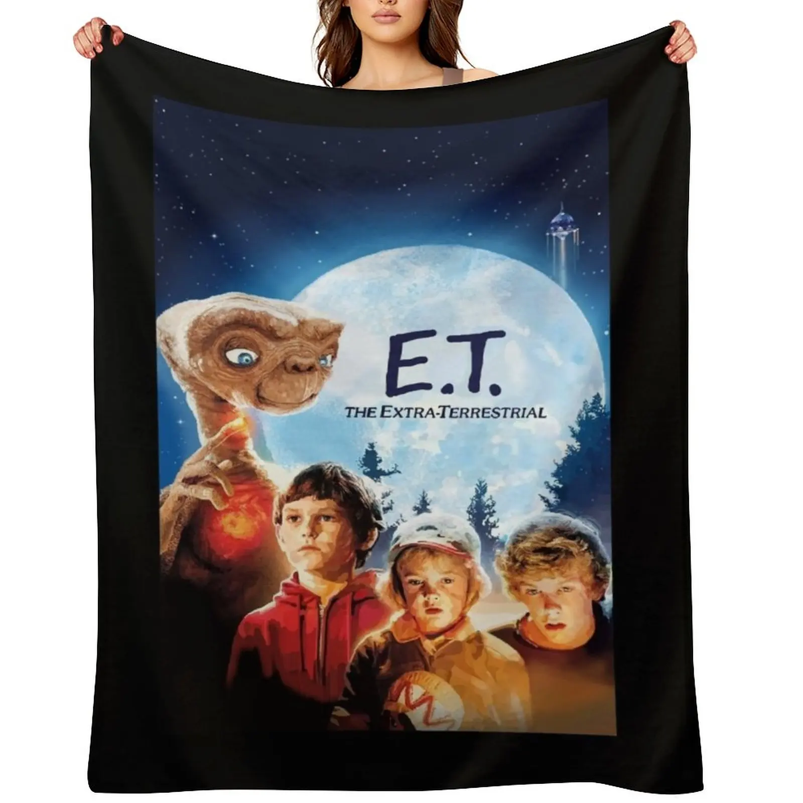 

E.T. The Extra- Terrestrial Digital Illustration Throw Blanket bed plaid Decorative Beds Cute Luxury St Blankets