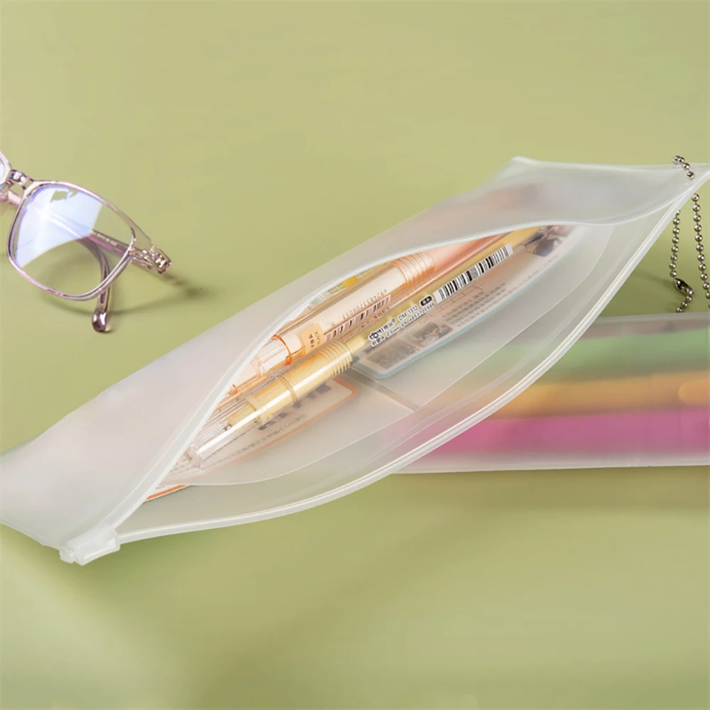 Creative Zipper Transparent Pencil Case Double PVC Waterproof Pencil Bag Portable Office Travel Bag Stationery