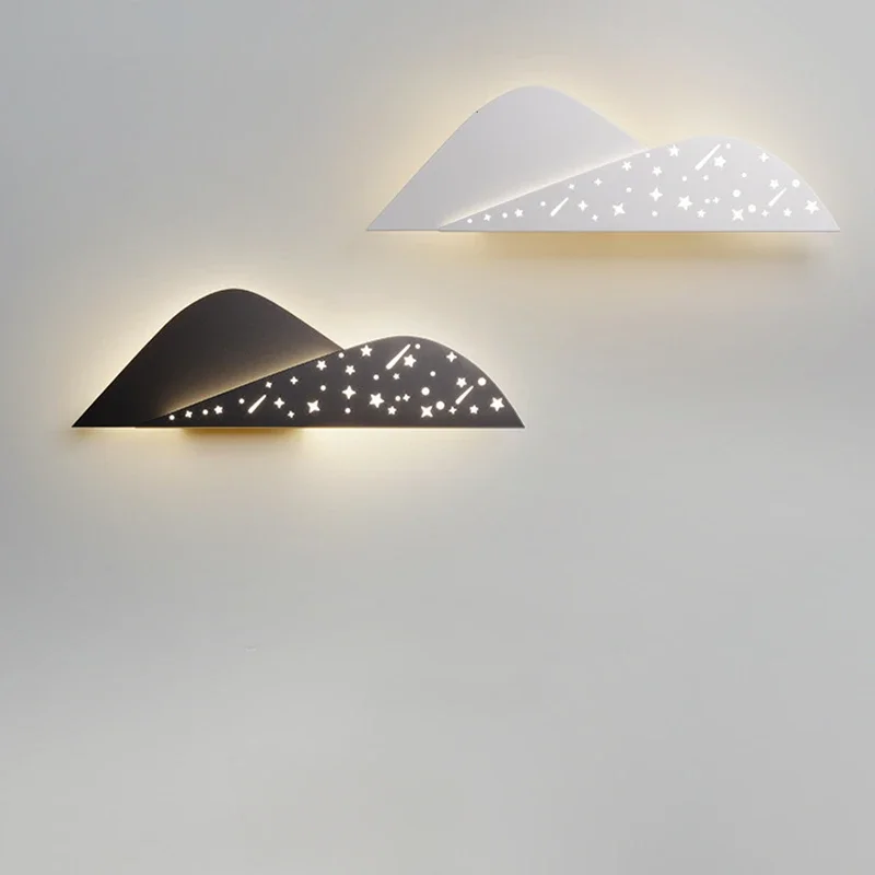 Nordic Modern Wall Lamp Bedroom Decor Light Design Star Pattern Bedside Sconce Light LED Corridor BackGround Home Lustre Fixture