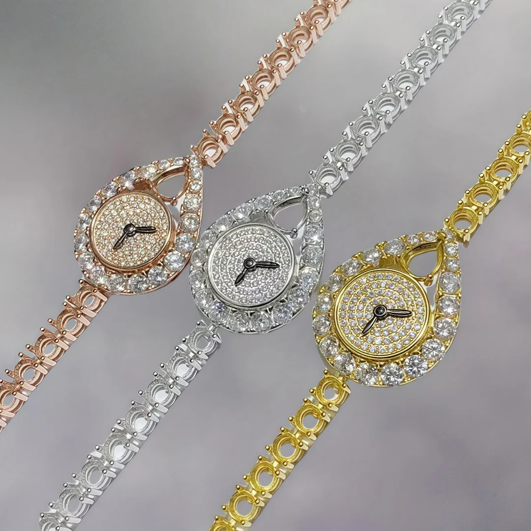 Setting 5*7mm Stone S925 Sterling Silver DIY Empty Holder Bracelet Fine Fashion Jewelry Wrist Watch Modeling Zircon Design Woman