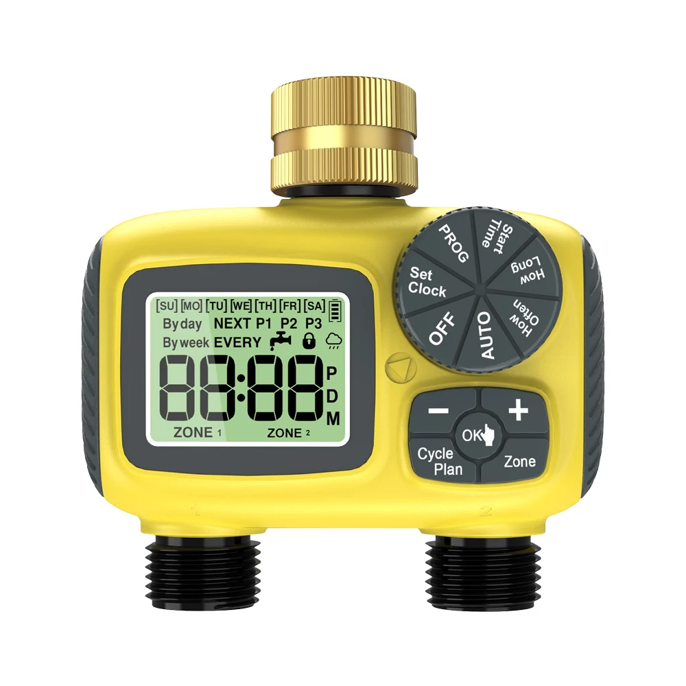 

New Arrivals YZD02-T Waterproof Intelligent Timed Irrigation LCD Display 2 Way Automatic Watering Device