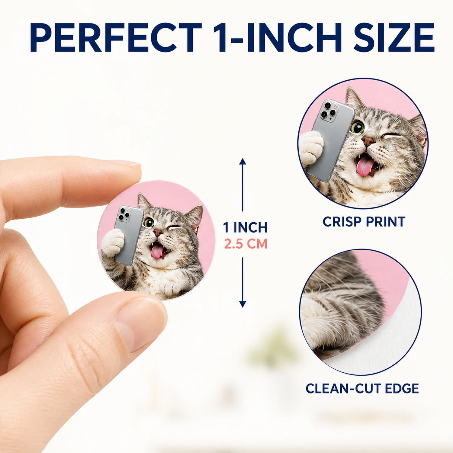 JCAC 500pcs/roll Cute Pet Series Cat Meme Stickers, Round Self-Adhesive Seal Stickers for Gift Packaging