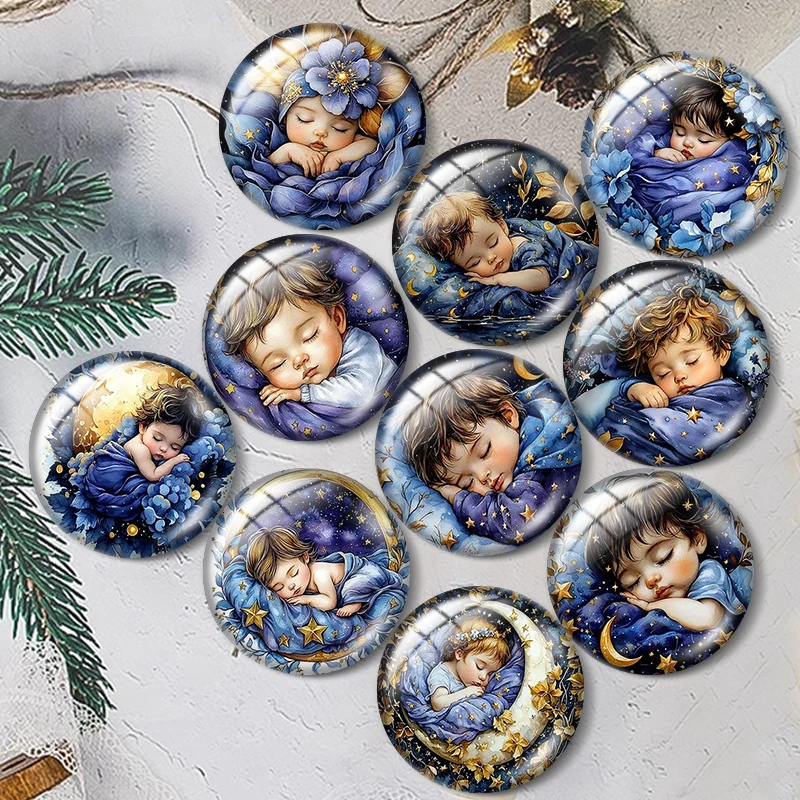 Watercolor Sweet Sleeping  12/18/20/25mm glass cabochon  bracelet pendant rings for jewelry demo earrings back Making findings