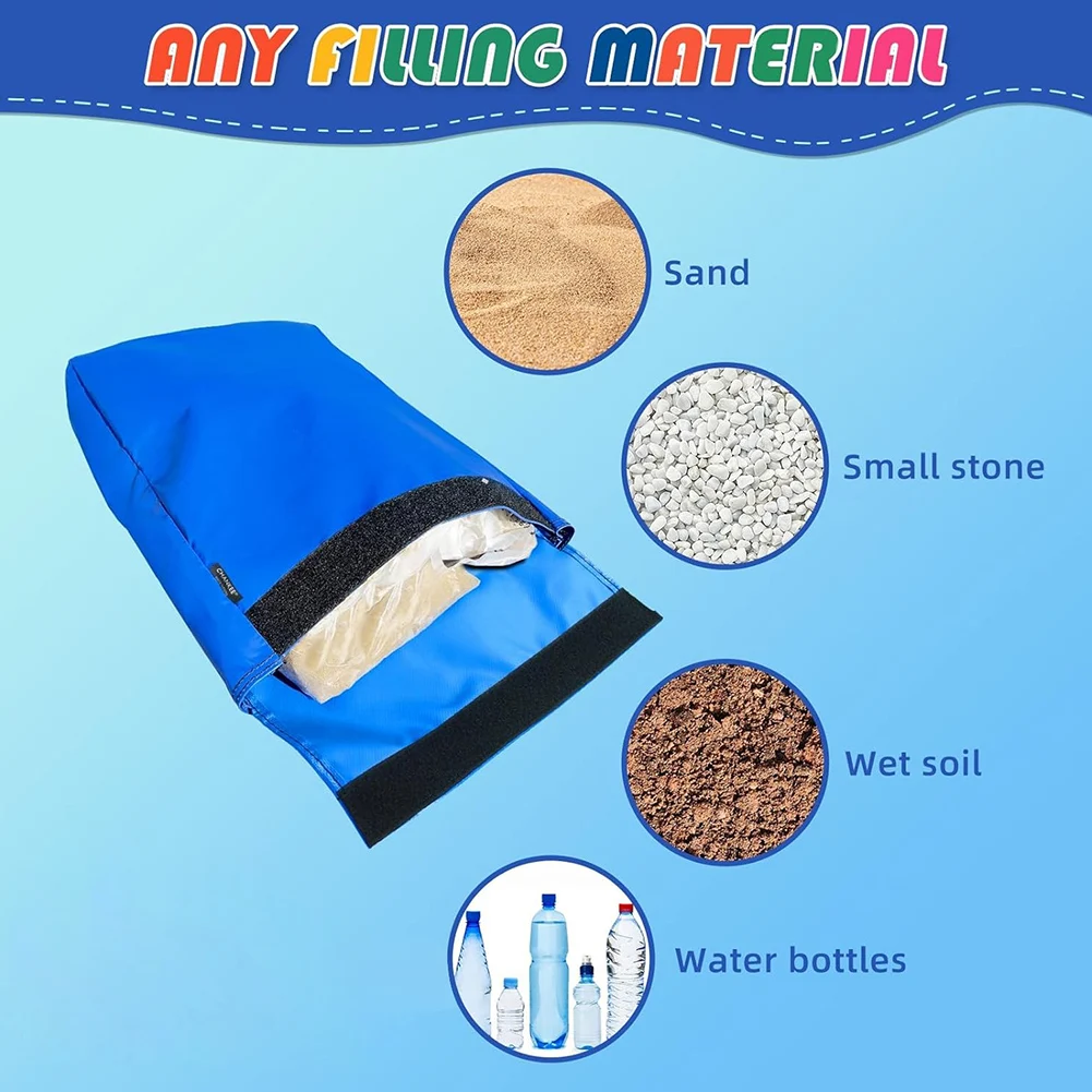 4er-Pack Vinyl-Sandsäcke mit Griff, Blaue Sandsäcke mit 25 kg Tragkraft für Hüpfburgen und Aufblasbare Wasser-Hüpfburgen