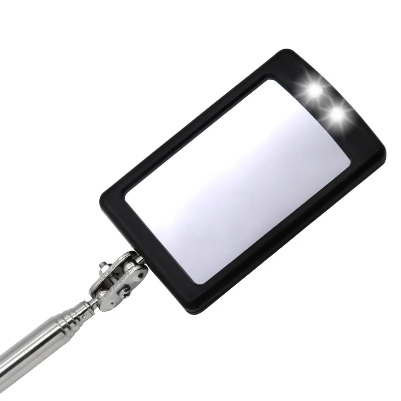 Espejo de inspección de cabeza Flexible telescópico portátil con luz LED ajustable, visión giratoria de 360 grados, herramientas manuales automáticas, 1 pieza