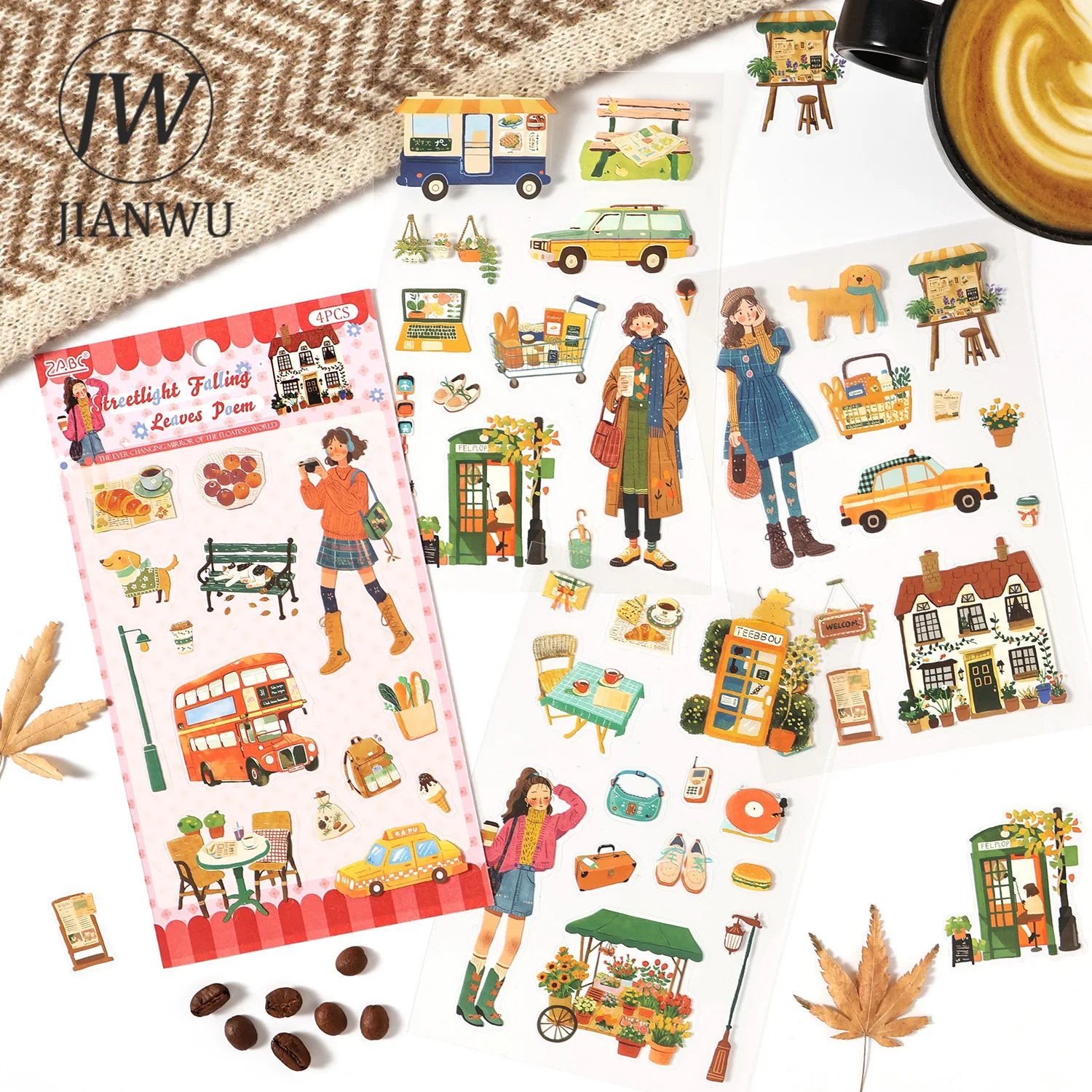 JIANWU The World of Frogs Series Vintage Life Character Landscape Material Collage PET Sticker Creative DIY Journal Stationery