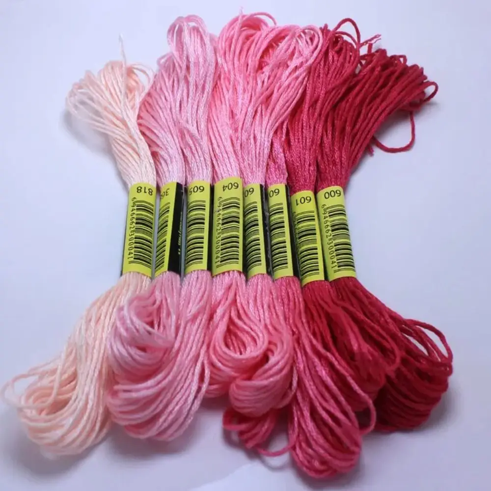 24 Pieces /8 Meters /6 Strands Unique Cross Stitch Thread Craft Gradient Color Embroidery Thread Polyester Cotton Sewing Tool