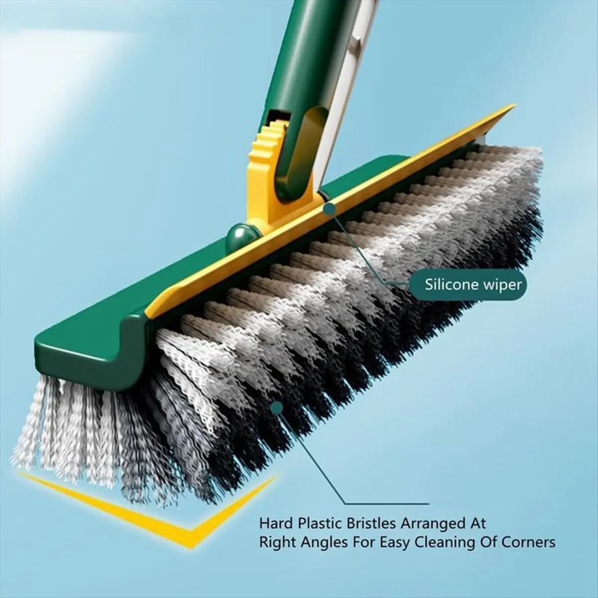 فرشاة أرضية بمقبض طويل من AAAL، فرشاة كشط وتنظيف متعددة الوظائف، تنظيف بدون بقع عمياء باللون الأزرق