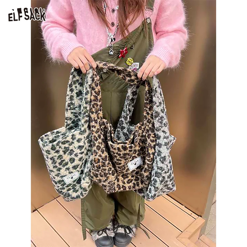 Elfsack 2025 여름 신상품 여성용 대용량 체크 무늬 토트 백