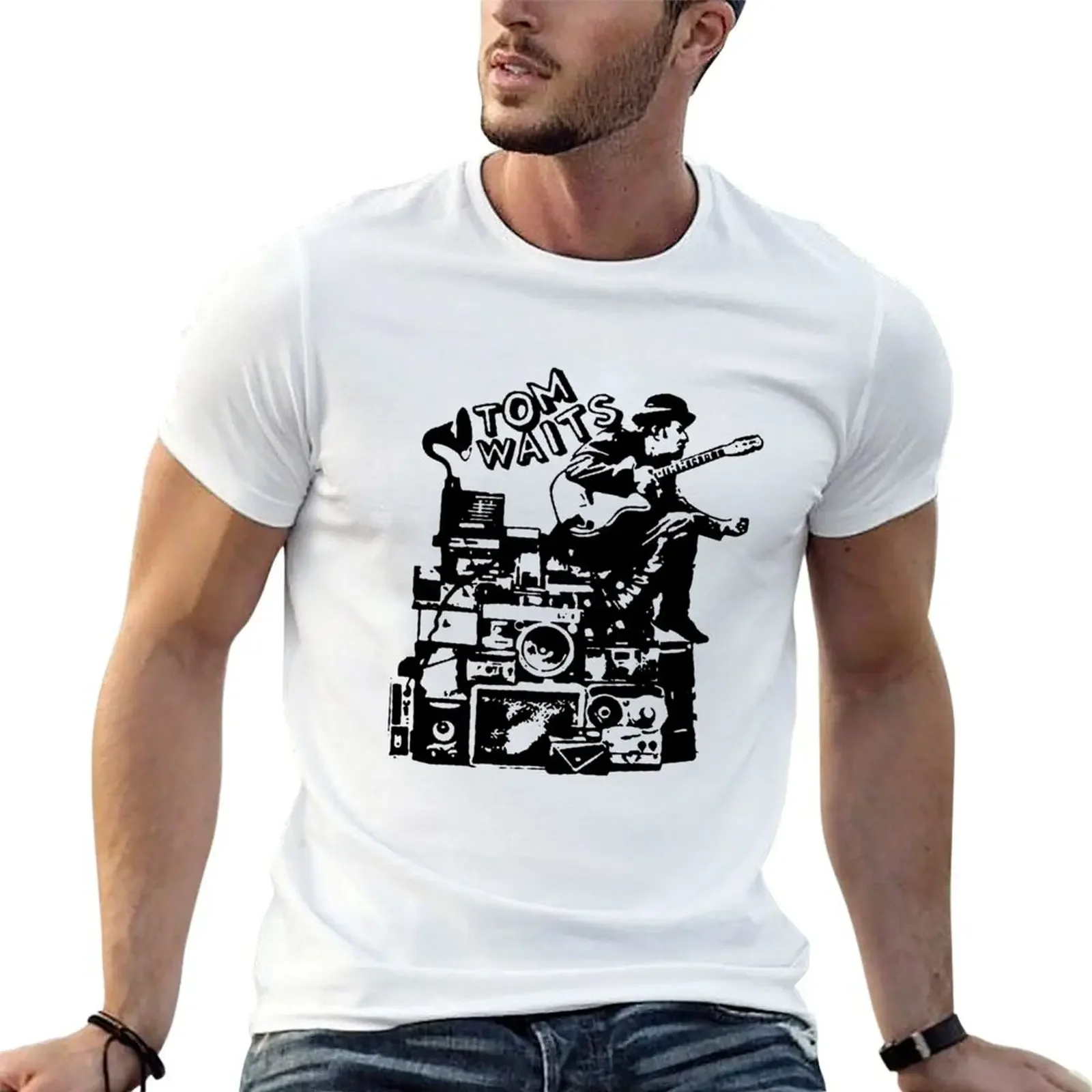 Tom Waits Anime Fan T-Shirt, Roupas para meninos com estampa Animal, Sublime