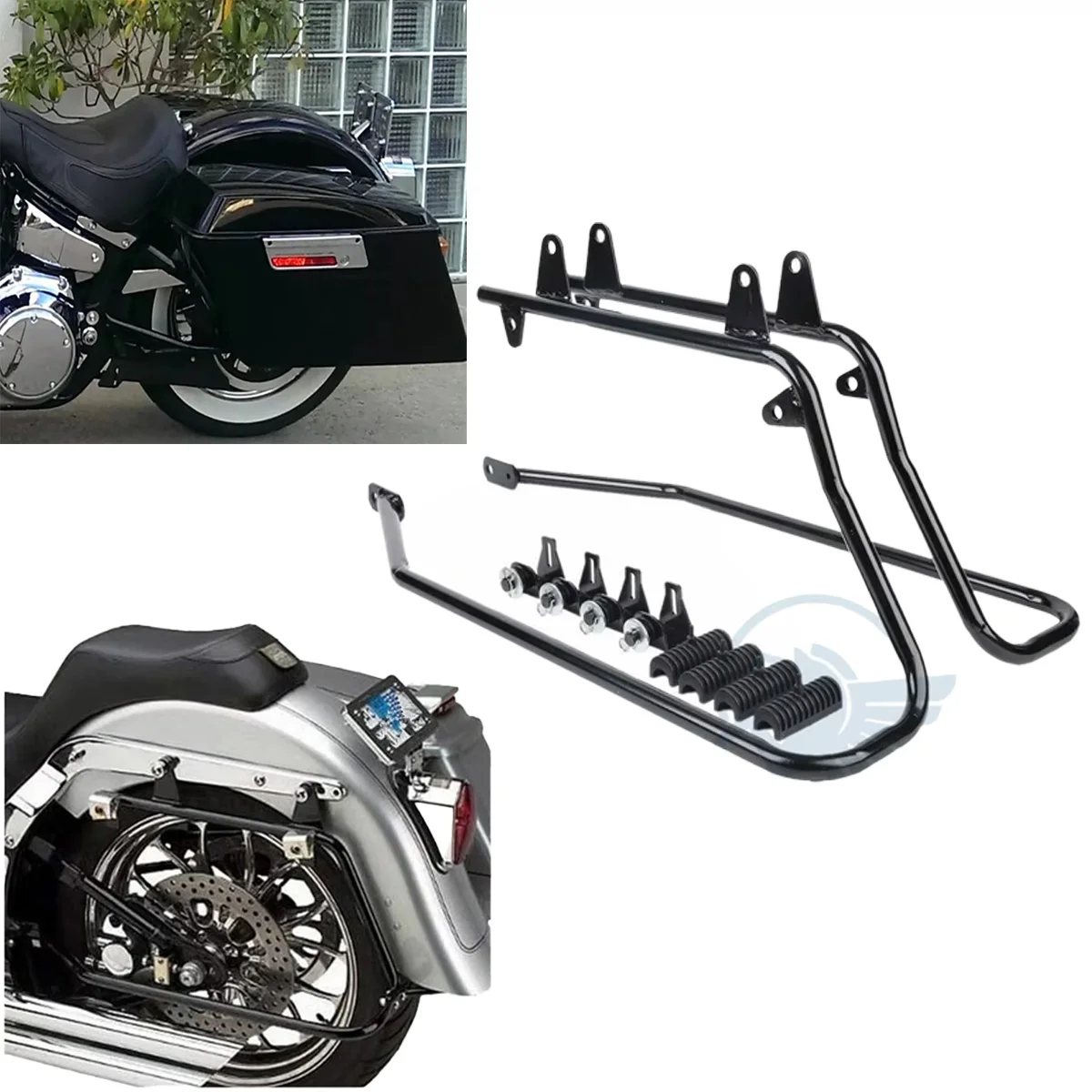 

Motorcycle Hard Side Box Case Saddle Bags Support Mount Brackets For Harley Davidson Fat Boy Softail Heritage Deluxe Night Train