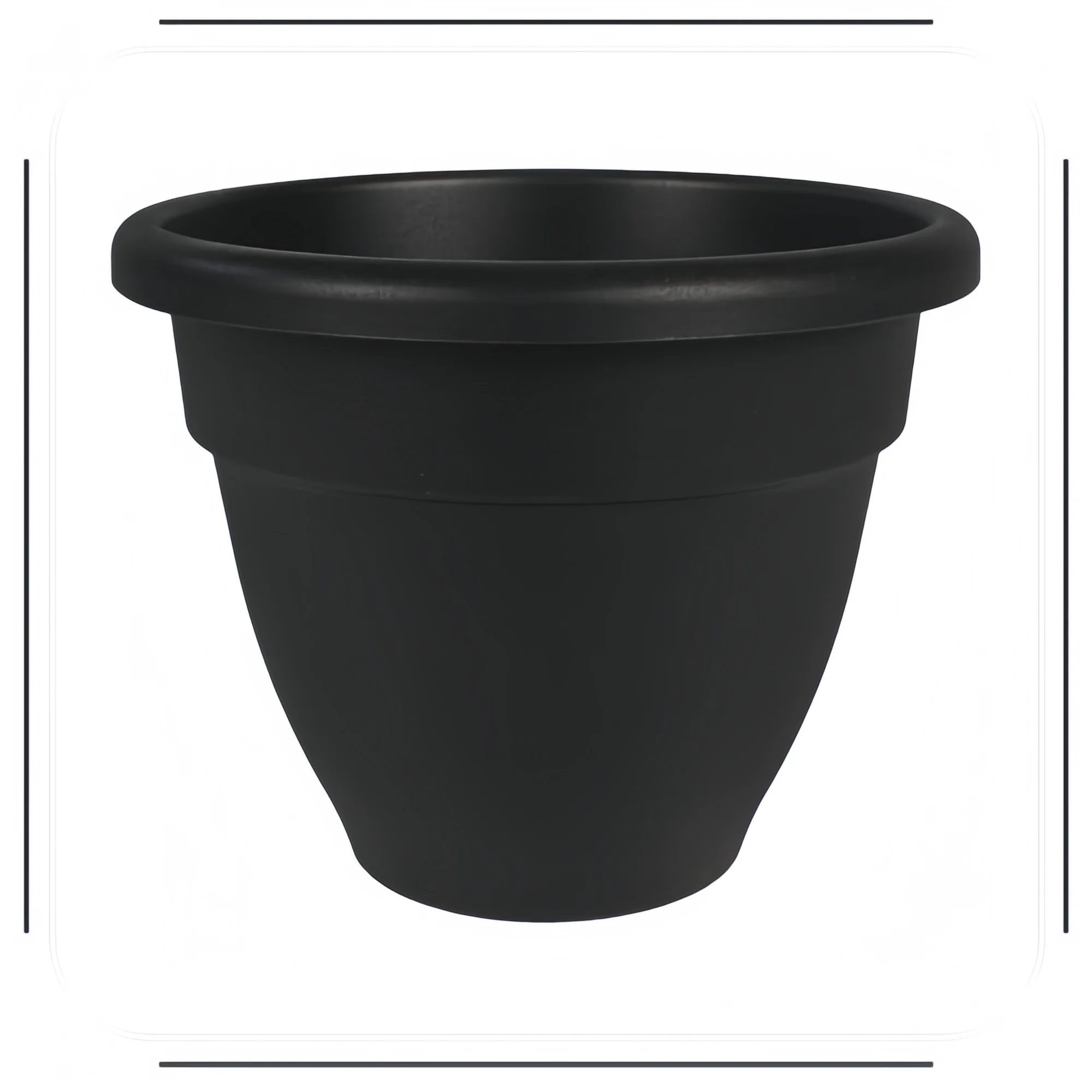 

6" Black Plastic Plant Pots with Drain Holes & Stopper, Indoor Outdoor Rolled Rim Flower Pot Decor