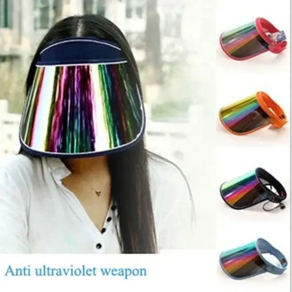New Candy Color Sun Hat PVC Plastic Anti-UV Sunshade Cap Face Cover