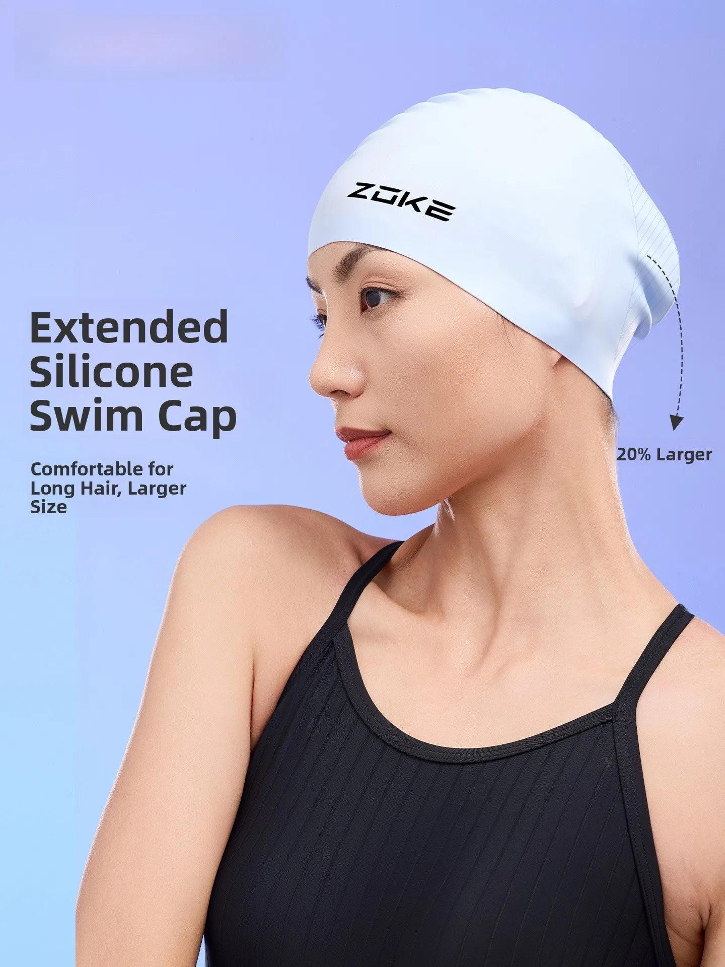 zoke-シリコーン水泳キャップ-女性用-ロングヘア-特別トレーニング-防水-髪と耳の保護-大きいサイズ-レディース水泳キャップ