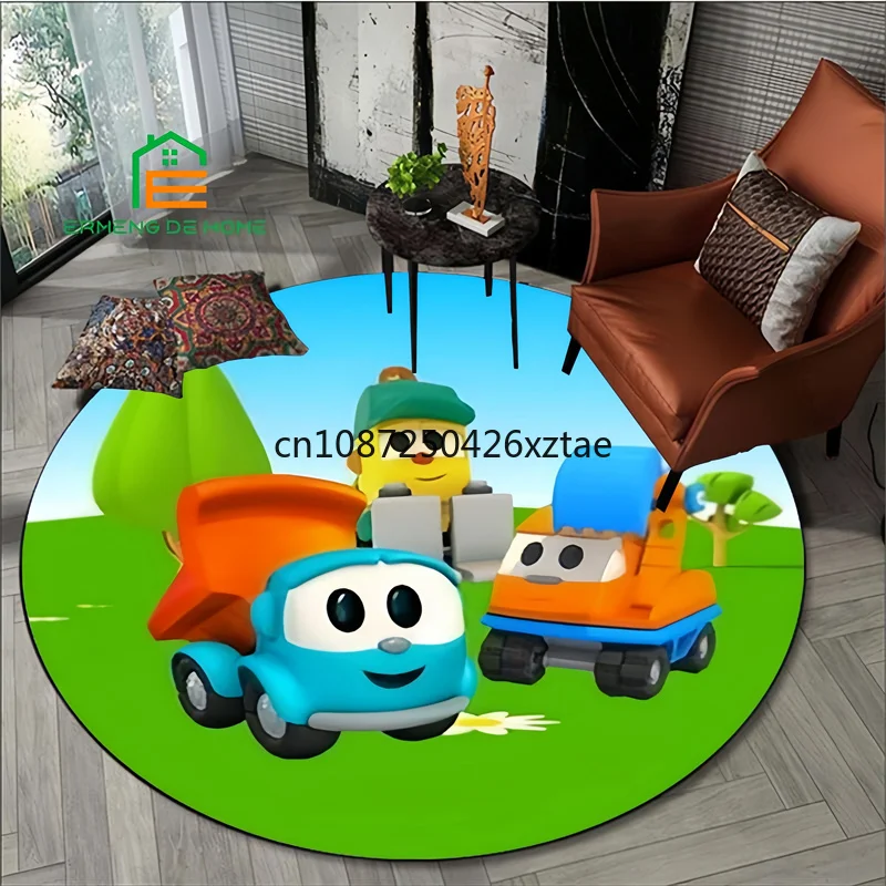 

EE-Enjoy Watching-S B-BabyBus Printing Round Carpet Living Room Bedroom Beautiful Rugs Non -slip Door Pad Floor Mats Area Rug