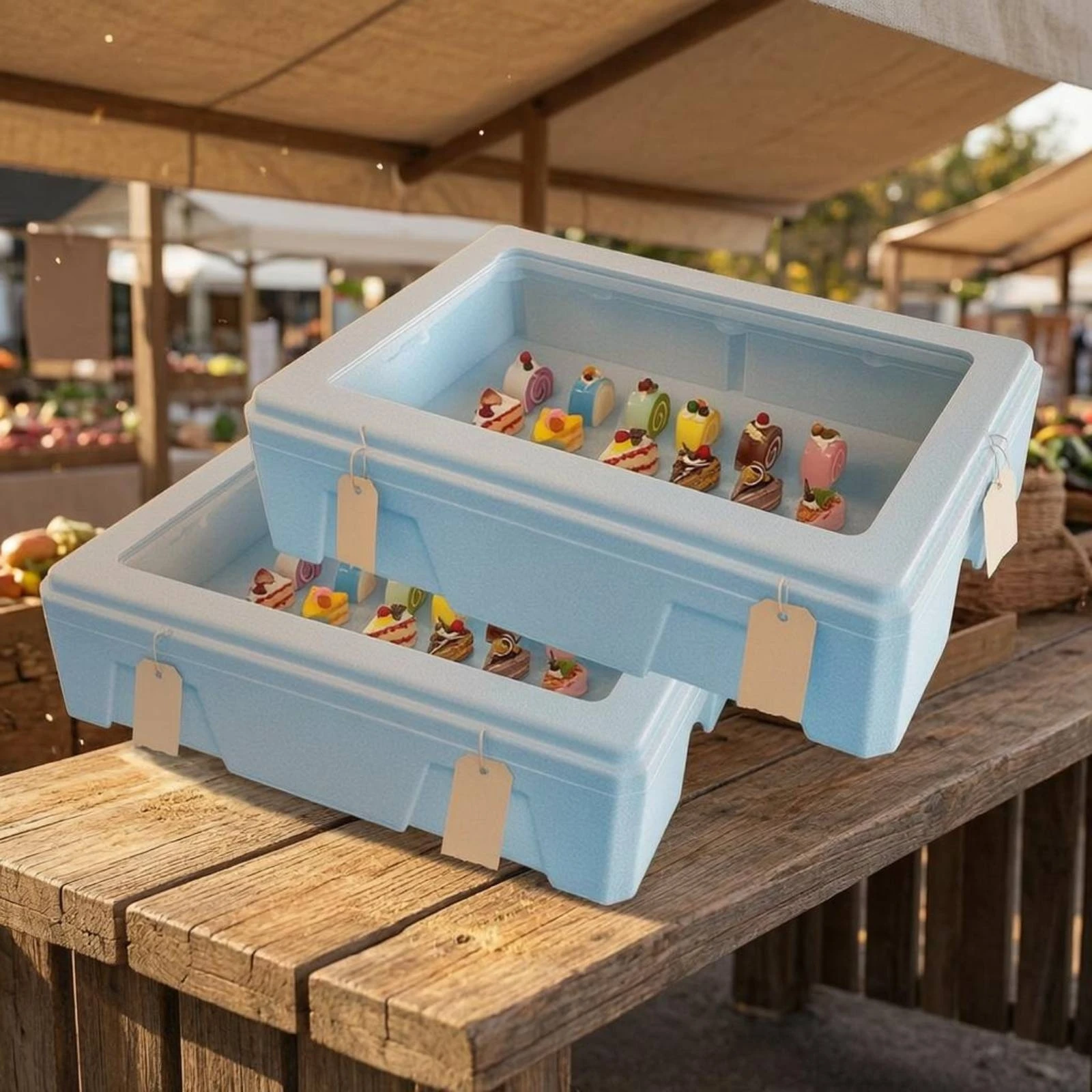 2 Pieces Rectangular Insulated Box Large Capacity Insulated Food Box Hot Cold Food Holder Easy to Store