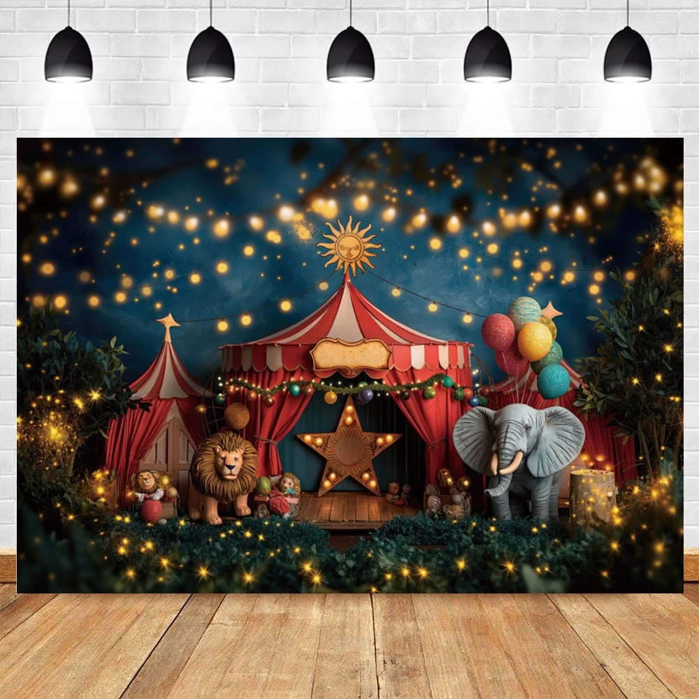 Circus Carnival Kids Portrait Photography Backdrop Animals Tent Balloon Baby Shower Birthday Party Cake Smash Photo Background