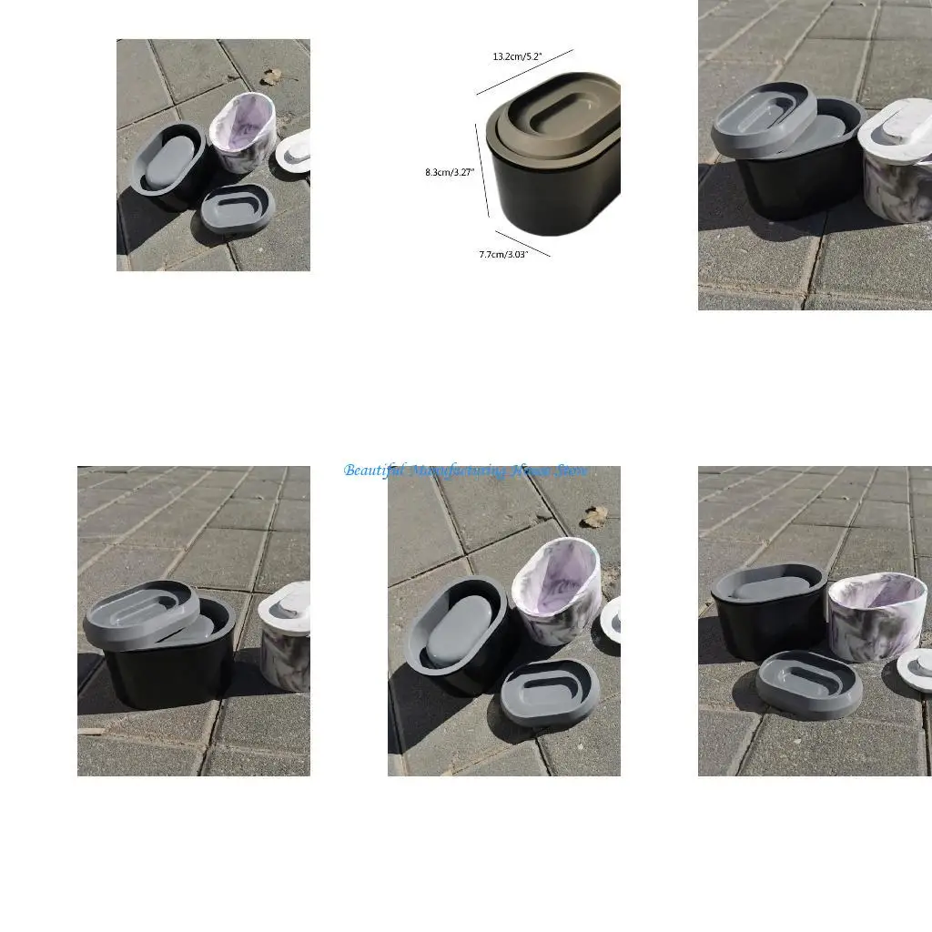 

E56A Concrete Flower Pot Planter with Lid Epoxy Resin Mold Oval Saucer Silicone Mould DIY Crafts Decorations Casting