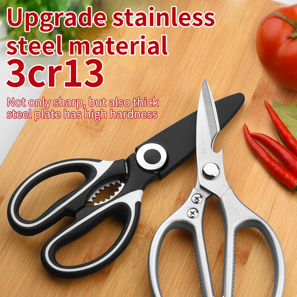 

Professional Kitchen Scissors Heavy Duty Bone Shears & Bottle Opener Multi-Purpose Food Shears & Non-Slip Handle Stainless Steel